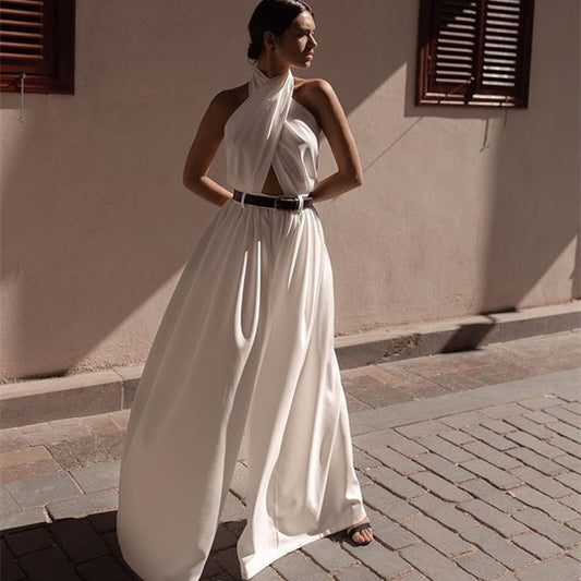 Jumpsuit Elegante sin Mangas con Espalda Descubierta para Mujer