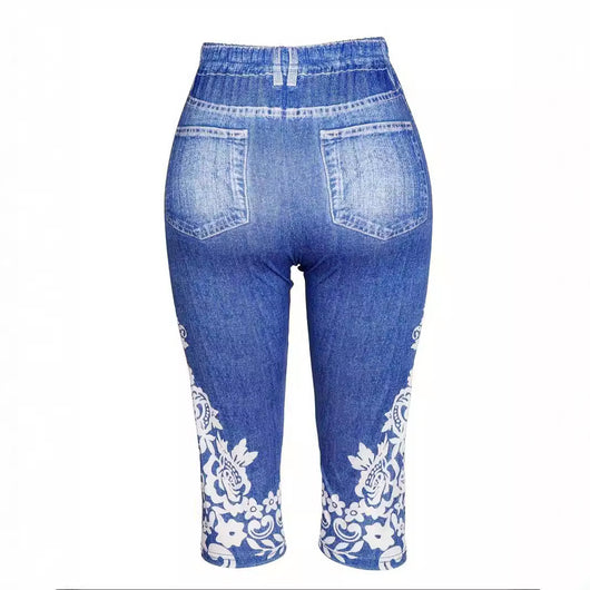 Leggings Casuales de Cintura Media con Estampado Vaquero - Image 4