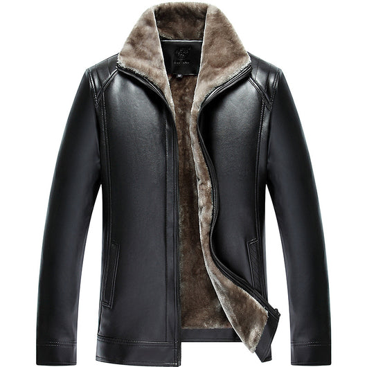Chaqueta de Cuero Grueso Casual para Hombre con Forro de Algodón - Image 9