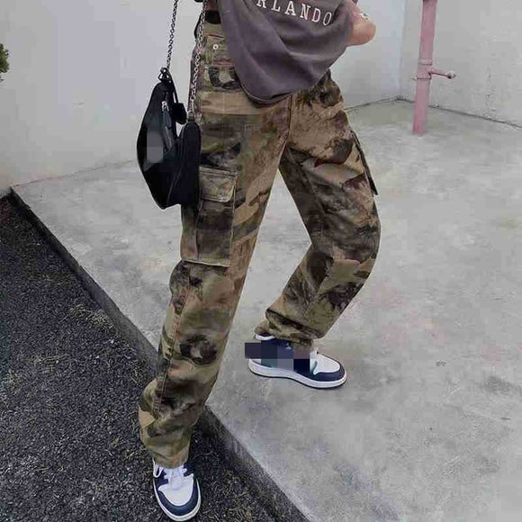 American Washed Vintage Military Style Camouflage Cargo Pants