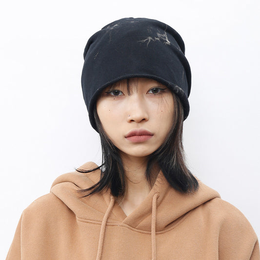 Gorro Tie-Dye de Felpa Negra para Hombre y Mujer - Otoño e Invierno