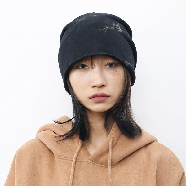 Gorro Tie-Dye de Felpa Negra para Hombre y Mujer - Otoño e Invierno