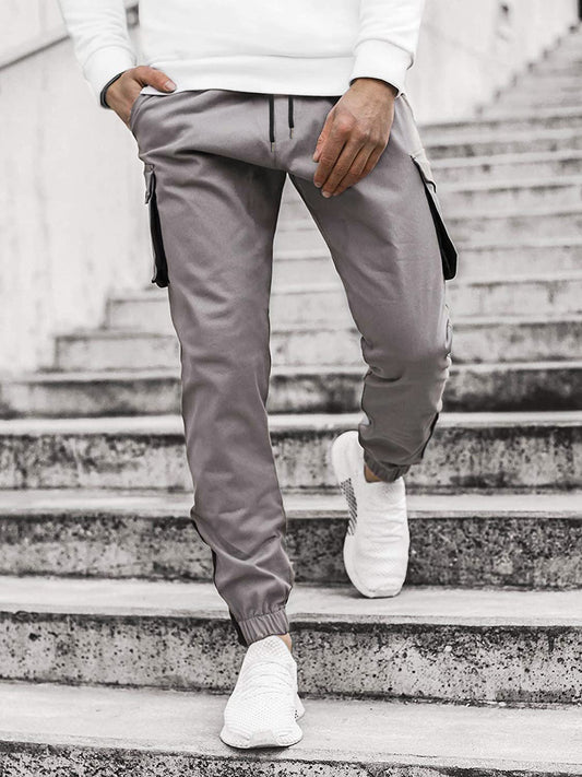 Pantalones Cargo Color Block con Bolsas Tridimensionales