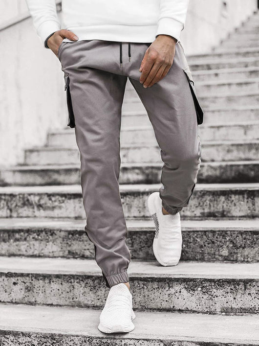 Pantalones Cargo Color Block con Bolsas Tridimensionales