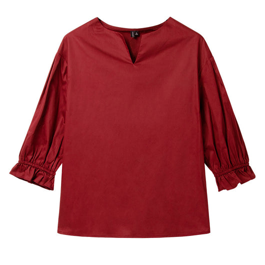 Blusa Suelta de Algodón con Mangas Acampanadas y Cuello en V - Image 10