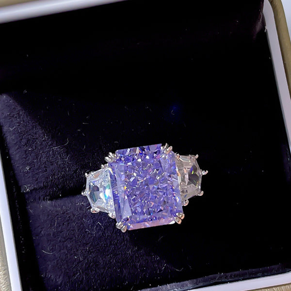 Anillo de Diamante Talla Hielo de Alto Carbono para Mujer