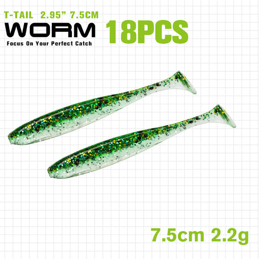 Gusano Artificial T-tail 55 75mm - Anzuelo de Pesca Realista - Image 44