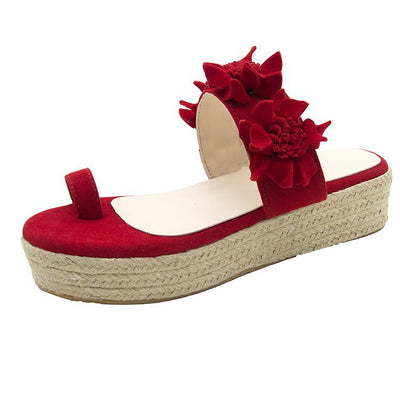 Sandalias Rojas Estilo Coreano con Suela de Rafia para Mujer - Image 13