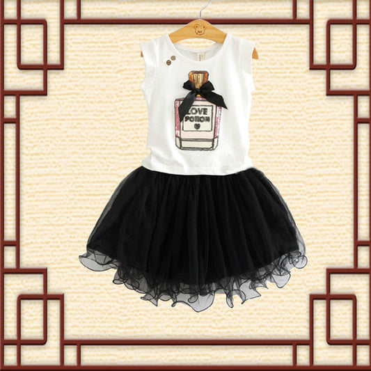 Conjunto Infantil Falda Tul con Blusa Botella de Perfume