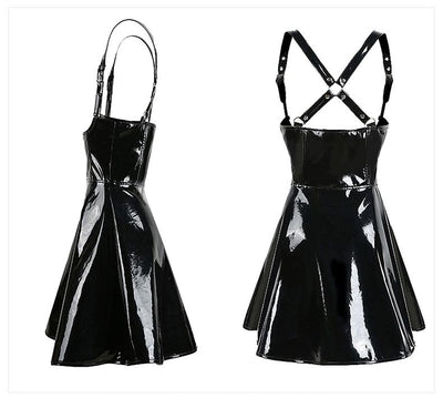 Vestido PVC gótico con tirantes para discoteca y eventos nocturnos - Image 4