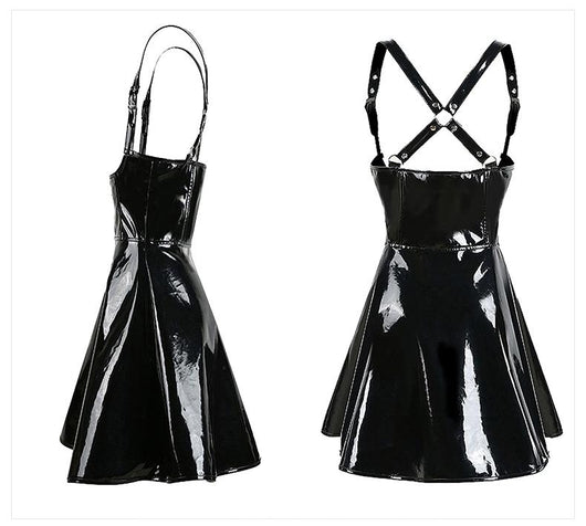 Vestido PVC gótico con tirantes para discoteca y eventos nocturnos - Image 4