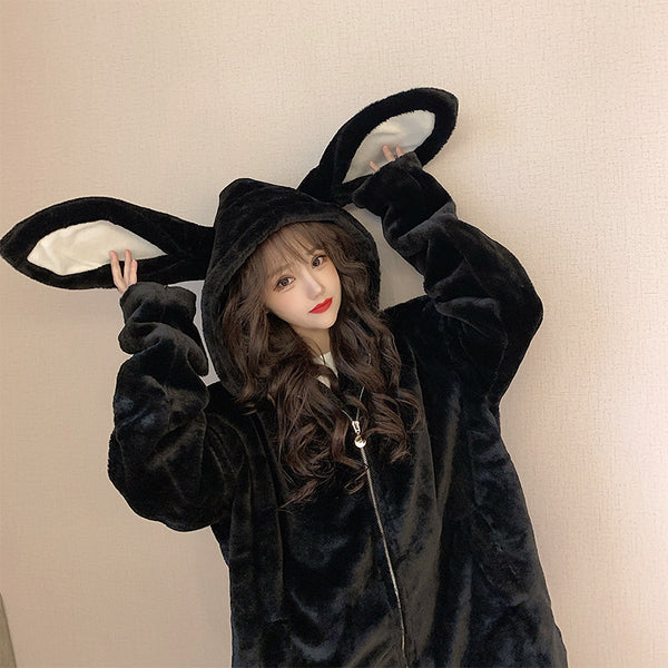 Sudaderas Góticas Harajuku para Parejas con Conejo Adorable - Otoño Invierno