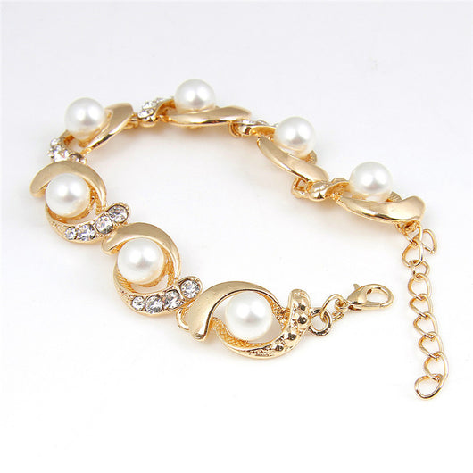 Pulsera de Perla y Diamante en Aleación - Diseño Creativo y Personalizado - Image 9