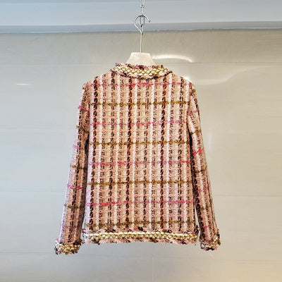 Abrigo Tweed Corto Cuadrille con Flecos para Mujer - Image 2