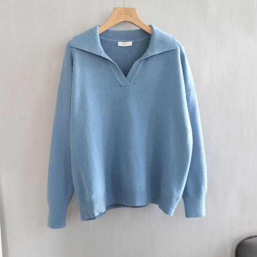 Suéter Oversize de Cuello Polo Grueso para Otoño Invierno - Image 10