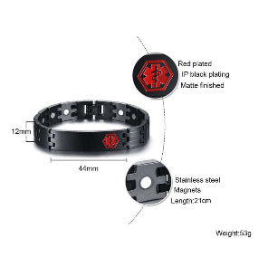 Pulsera Magnética de Acero Titanio para Hombre - Diseño Médico Negro - Image 2