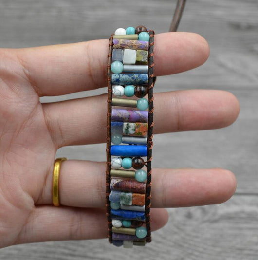Pulsera Chakra de Piedras Naturales - Tejida en Cuero con Cuentas Multicolor - Image 11