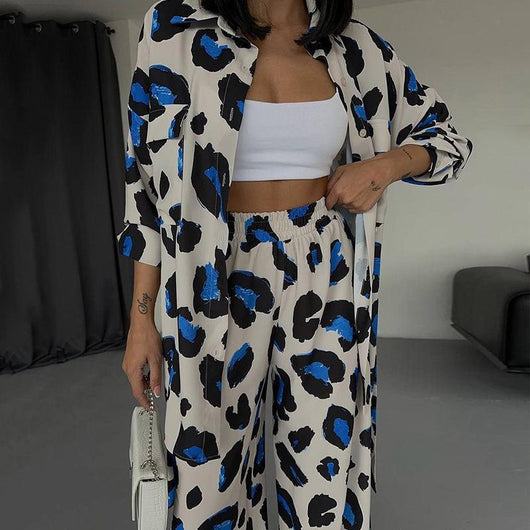 Conjunto de Dos Piezas: Blusa Estampada Manga Larga y Pantalón Ancho - Image 6