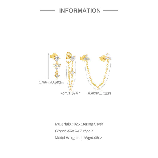 Aretes de Plata Esterlina 925 con Zirconia Geométrica y Borla para Uso Diario - Image 20
