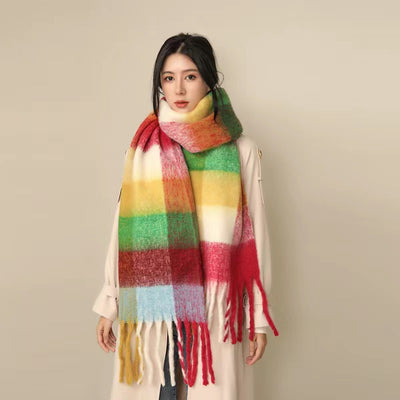 Bufanda Mohair Cálida de Cuadros Versátil - Estilo Europeo - Image 24
