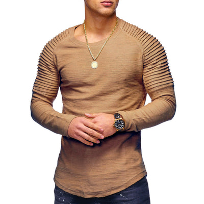 Camiseta Manga Larga Cuello Redondo Color Sólido - Image 49
