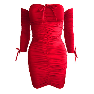Vestido Tubo Elegante de Un Hombro con Manga Larga - Image 7
