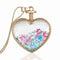 Round Pendant Necklace Gold-Plated Silver-Colored Bead Chain Colorful Specimen Dried Flower Necklace Crystal Stone