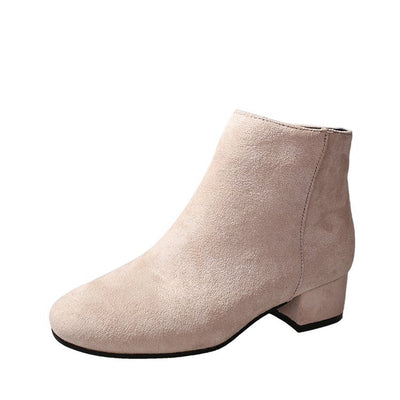 Botas Cortas Martin Estilo Coreano Tacón Grueso Gamuza para Mujer - Image 7