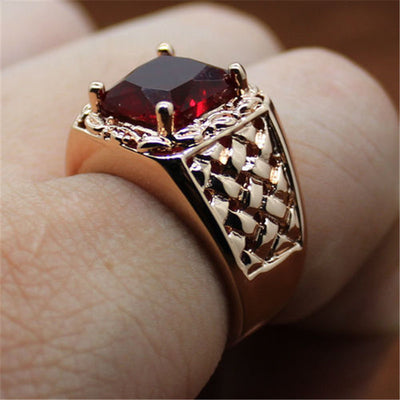 Anillo de Compromiso Rubí Chapado en Oro 18K Estilo Europeo - Image 3