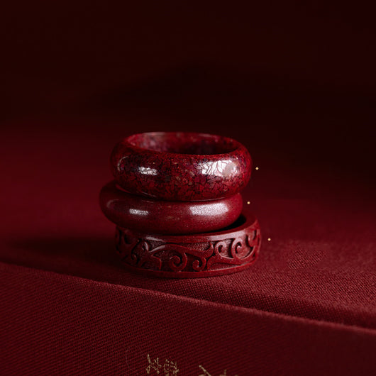 Anillo de Cinabrio Natural Diseño Retro Nicho Exclusivo para Mujer - Image 3