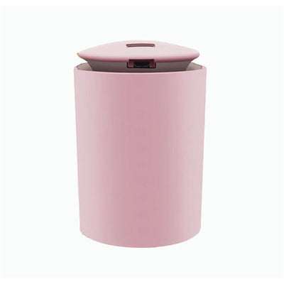 White cylindrical USB mini humidifier with blue LED light, emitting a fine mist, suitable for home or car. - Image 5