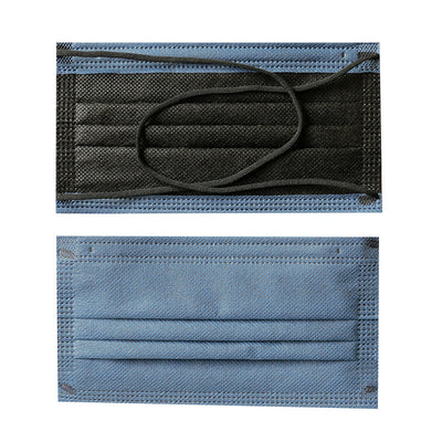 Black and sage green disposable protective mask with crossed ear straps, showing pleated design and non-woven fabric. - Image 7