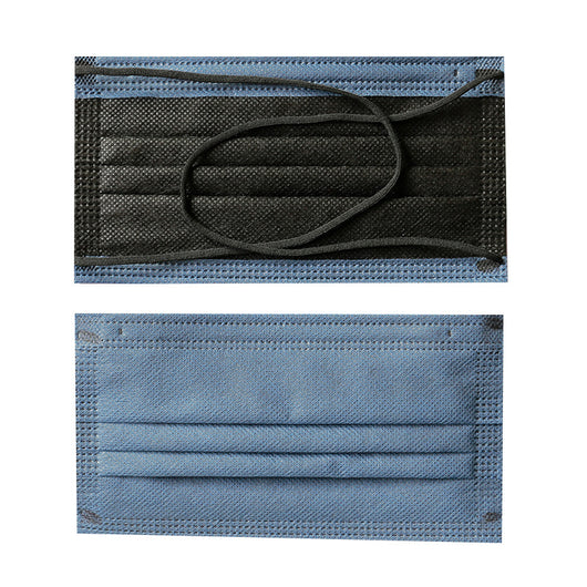 Black and sage green disposable protective mask with crossed ear straps, showing pleated design and non-woven fabric. - Image 7