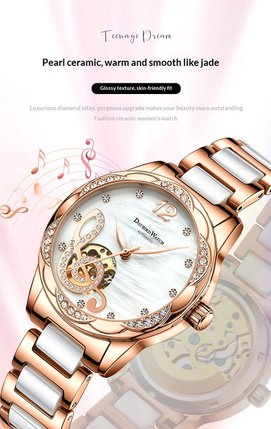 Reloj Automático para Mujer Deyi Bird Rojo Vino con Diseño Calado - Image 19