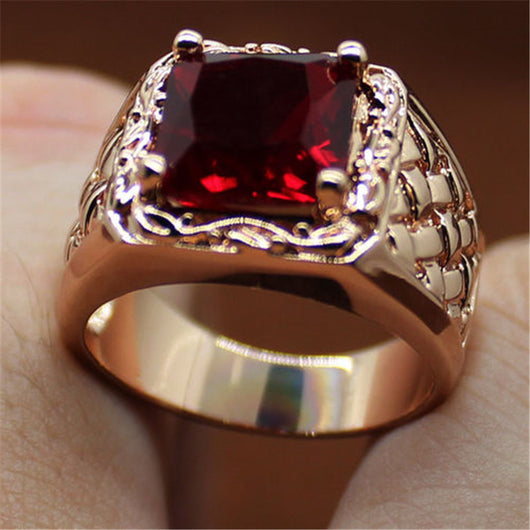 Anillo de Compromiso Rubí Chapado en Oro 18K Estilo Europeo - Image 2