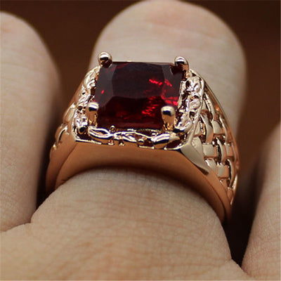 Anillo de Compromiso Rubí Chapado en Oro 18K Estilo Europeo - Image 4