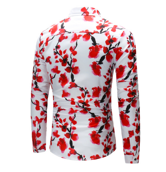 Camisa Hawaiana Flor de Cerezo para Hombre - Diseño Exclusivo Flores, Corte Slim Elegante