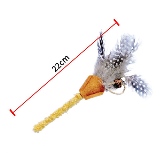 Palo de Madera Poligono con Pluma para Gatos - Juguete Mordedor Natural - Image 2