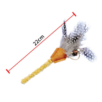 Palo de Madera Poligono con Pluma para Gatos - Juguete Mordedor Natural - Image 2