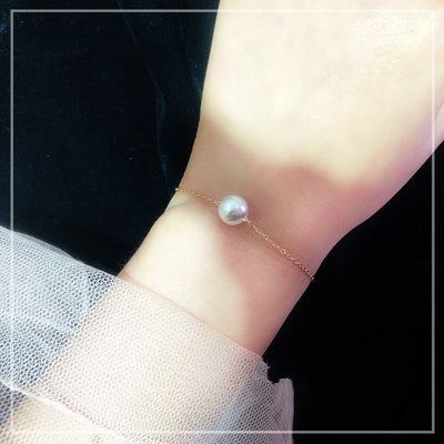Pulsera de Perla Akoya Japonesa en Oro 18K Ajustable - Blanco Rosado Natural - Image 7