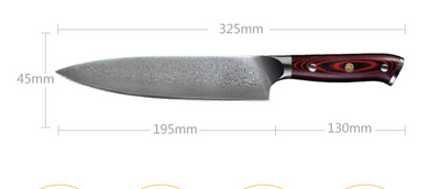 Cuchillo de Chef Japonés 8 Pulgadas VG10 Damasco 73 Capas Mango de Madera de Rosa - Image 4