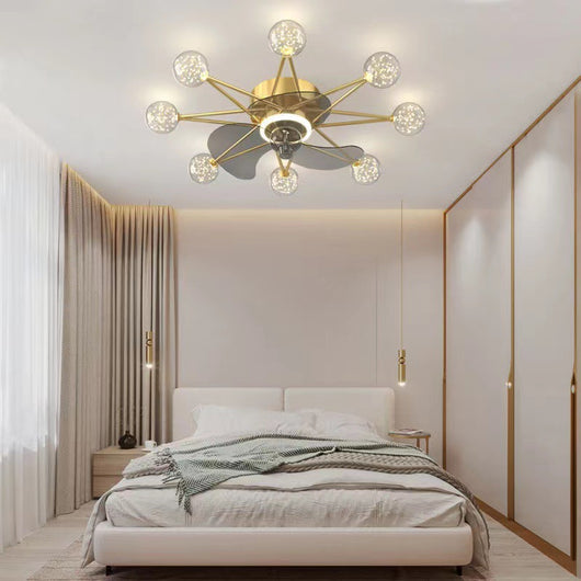 Ventilador de Techo Nórdico con Luces LED Estrelladas para Sala y Comedor