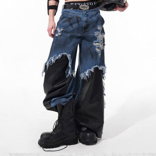 Pantalones Rectos con Detalles Pintados a Mano, Teñido Artesanal y Basta Deshilachada - Image 12