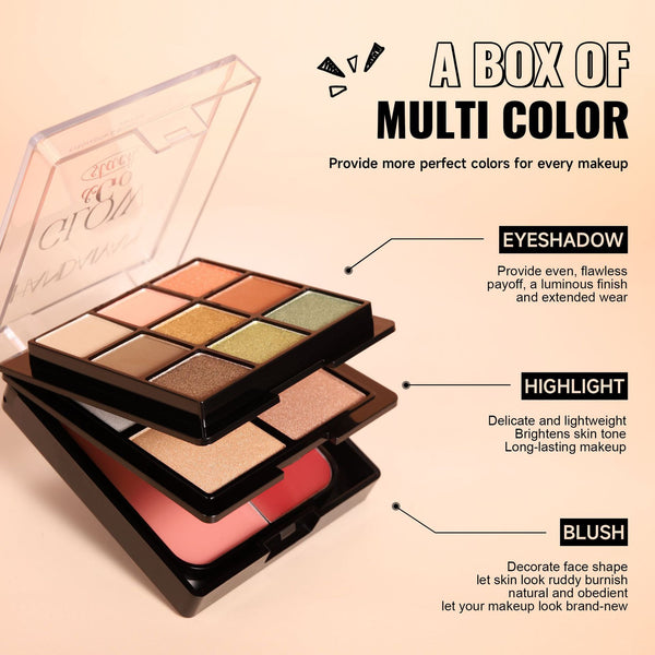 Paleta Multifunción: Sombra, Rubor e Iluminador 3 en 1