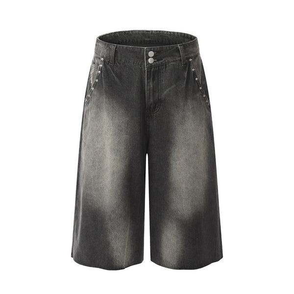 Shorts de Mezclilla Suelta con Detalles de Pintura Contrast para Hombre