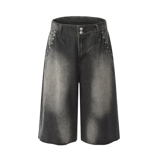 Shorts de Mezclilla Suelta con Detalles de Pintura Contrast para Hombre