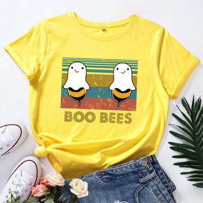 Camiseta Holgada para Mujer Cuello Redondo Manga Corta Creativa - Image 10