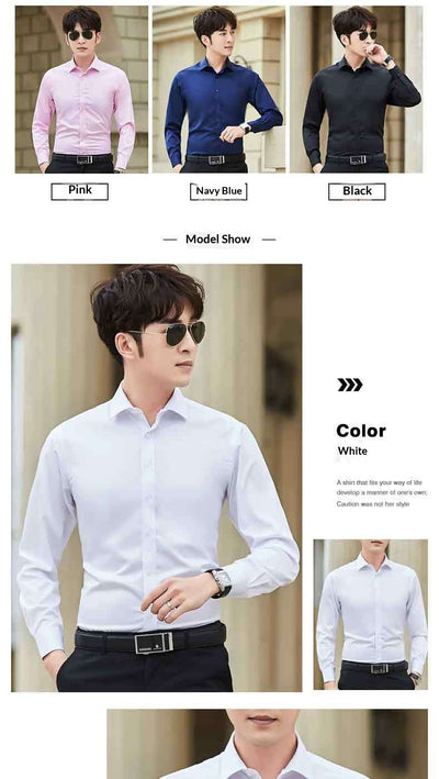 Camisa Blanca de Manga Larga Estilo Coreano para Hombre - Image 18