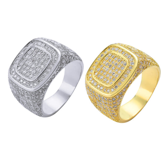 Anillo Hip Hop Chapado en Oro con Circonitas Micro Incrustadas - Image 9