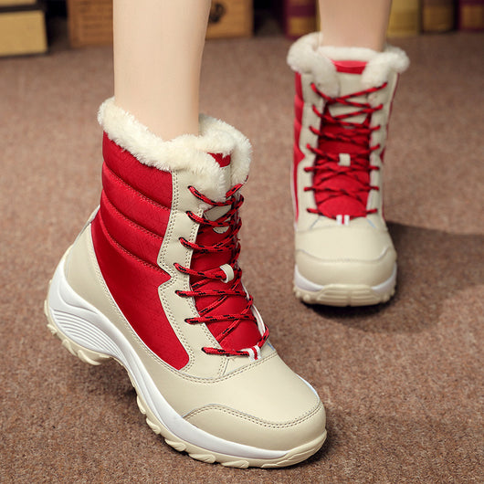 Botas de Nieve Impermeables para Mujer con Forro de Algodón y Terciopelo